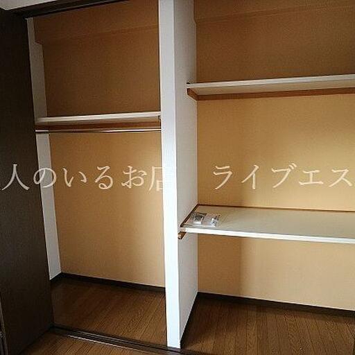 クローゼットと、大きな棚付きの収納完備 2種の収納があるので使い分けられます