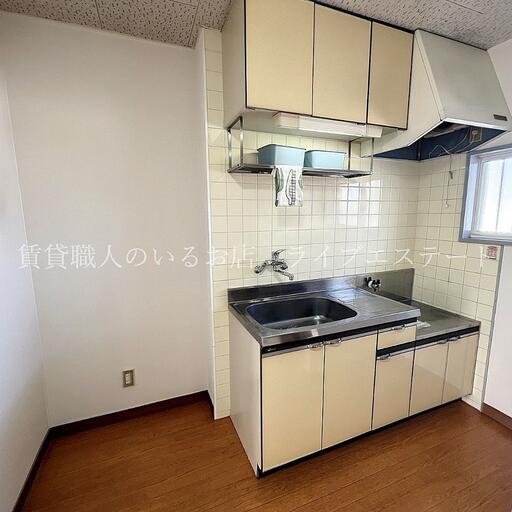 シンク上のラックには調味料や調理道具を置けて便利(同タイプ104号室の参考写真です) ペット可物件です。ペットは犬、猫OK!大事なペットと快適新生活!!